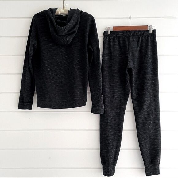 VS PINK RARE High Low Marl Grey Ombré Script Logo Hoodie & Joggers Matching Set - Picture 2 of 10